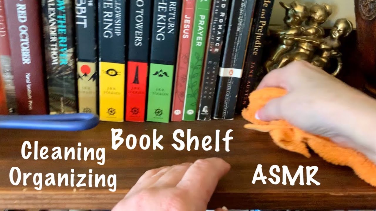ASMR Request/Clean & Organize bookshelf (No talking) Occasional light scratching and tapping