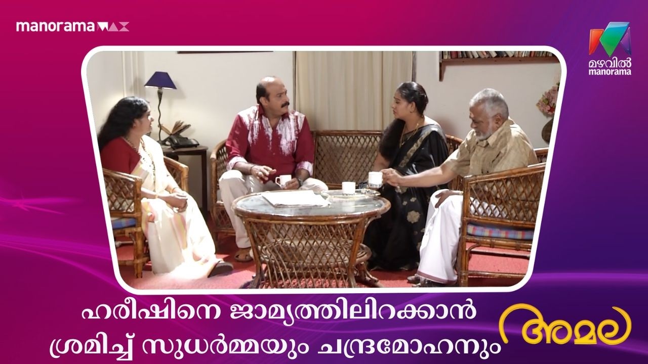 ഹരീഷിനെ ജാമ്യത്തിലിറക്കാൻ ശ്രമിച്ച് സുധർമ്മയും ചന്ദ്രമോഹനും  #amala #mazhavilmanorama