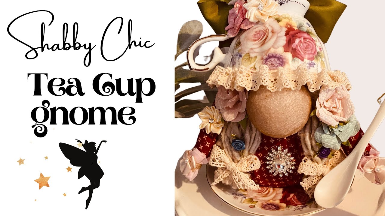 Shabby Chic Teacup gnome / how to make a tea cup gnome / beebeecraft