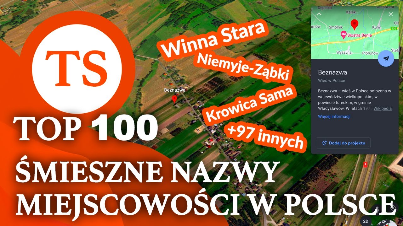Lista 100 Śmiesznych nazw miejscowości w Polsce