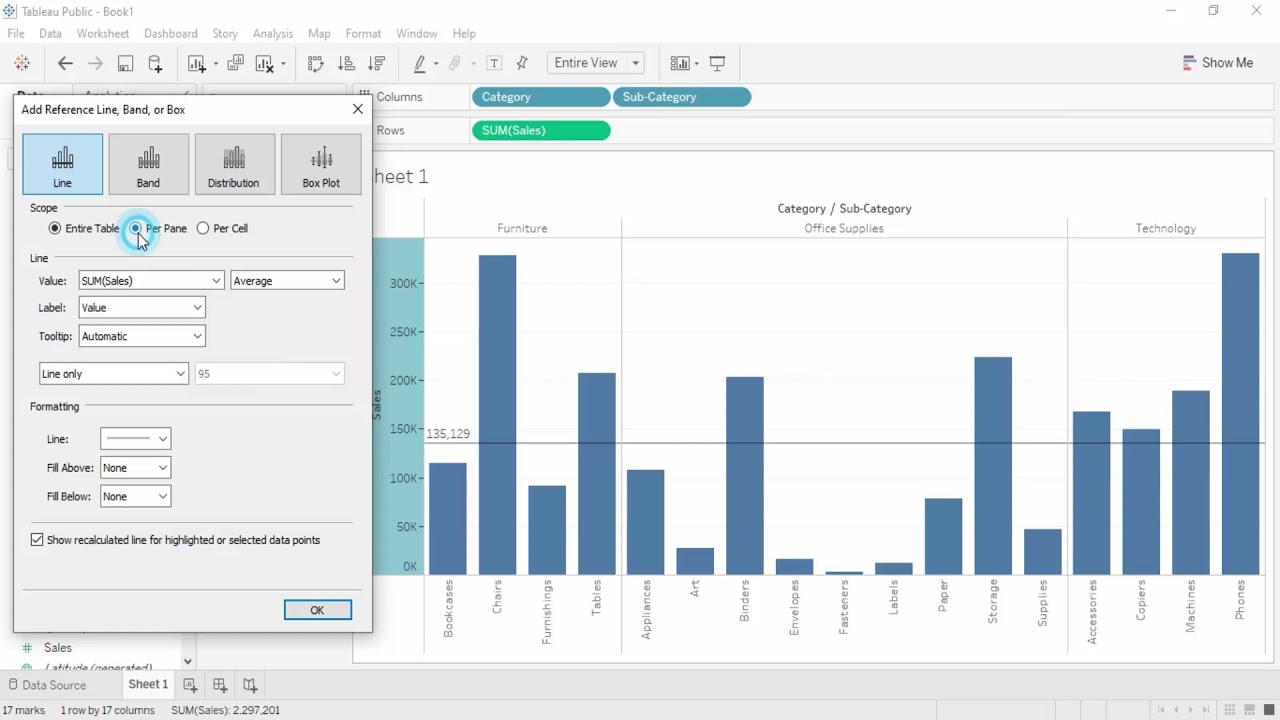 Tableau Tutorial for Beginners 30 - Create a Reference Line in Tableau