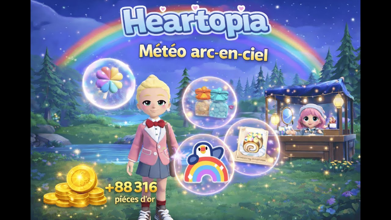 Heartopia 🌈 Arc-en-ciel | Événement météo, buffs & récompenses exclusives EXCLU #heartopia #meteo