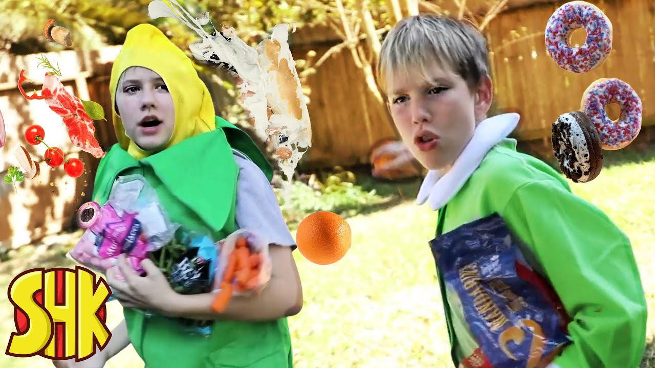 Food Fight Challenge! SuperHeroKids Funny Family Videos Compilation
