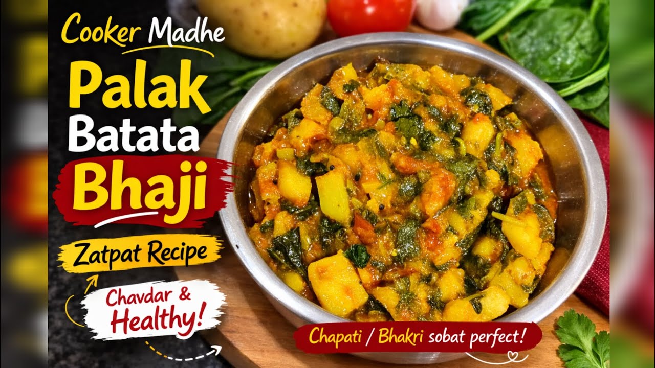 Zatpat Palak Batata Bhaji cooker madhe | Healthy recipe