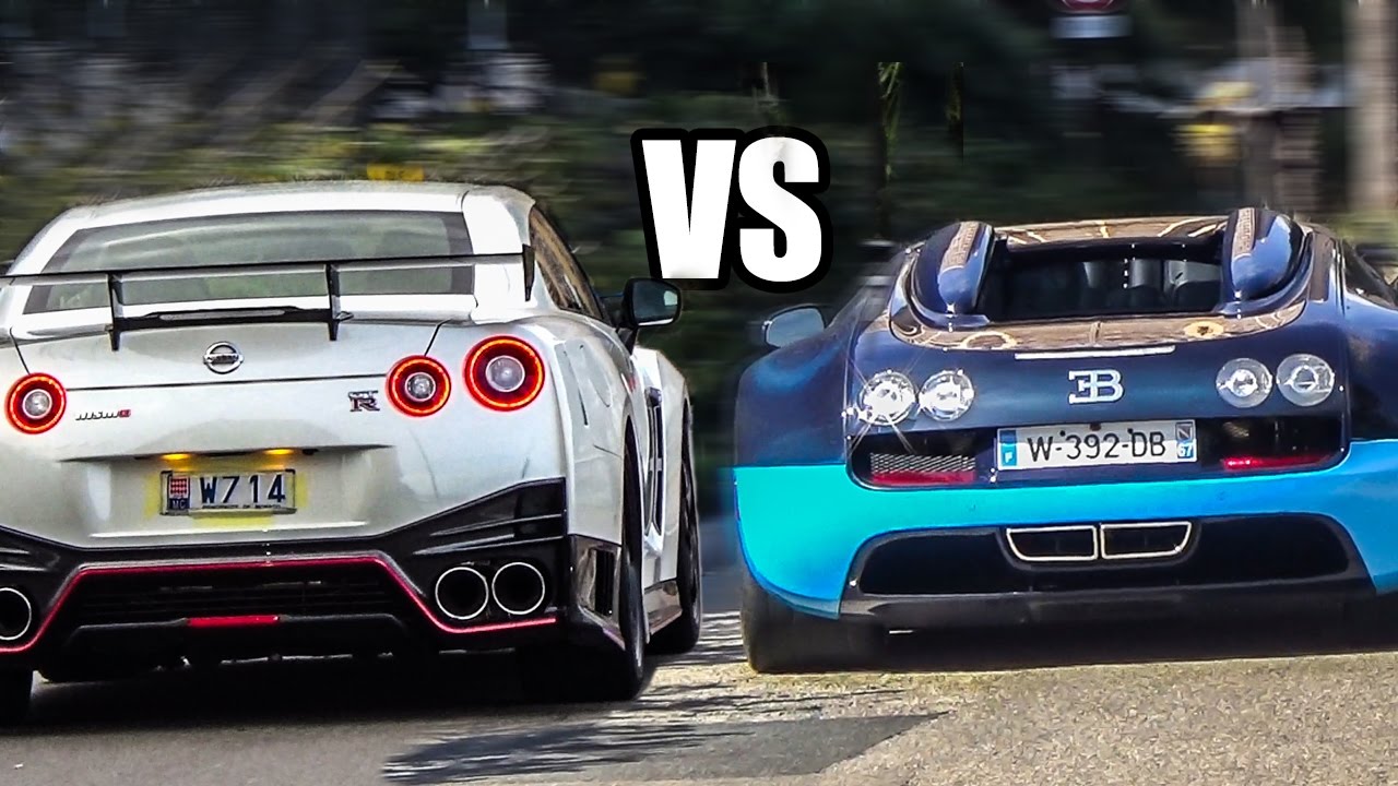 Nissan GT-R R35 VS Bugatti Veyron - Sound Battle!