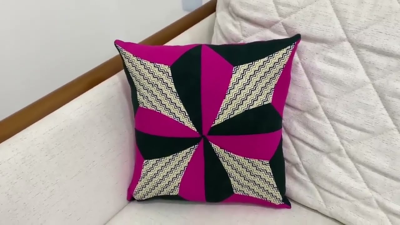 Almofada em patchwork com ziper, venha aprender com o passo a passo