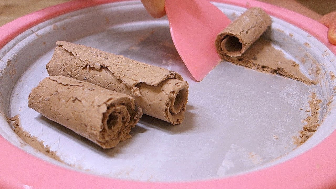 미쯔로 철판 아이스크림 만들기 (미쯔+초코우유) Making Ice Cream Roll with Miz ASMR