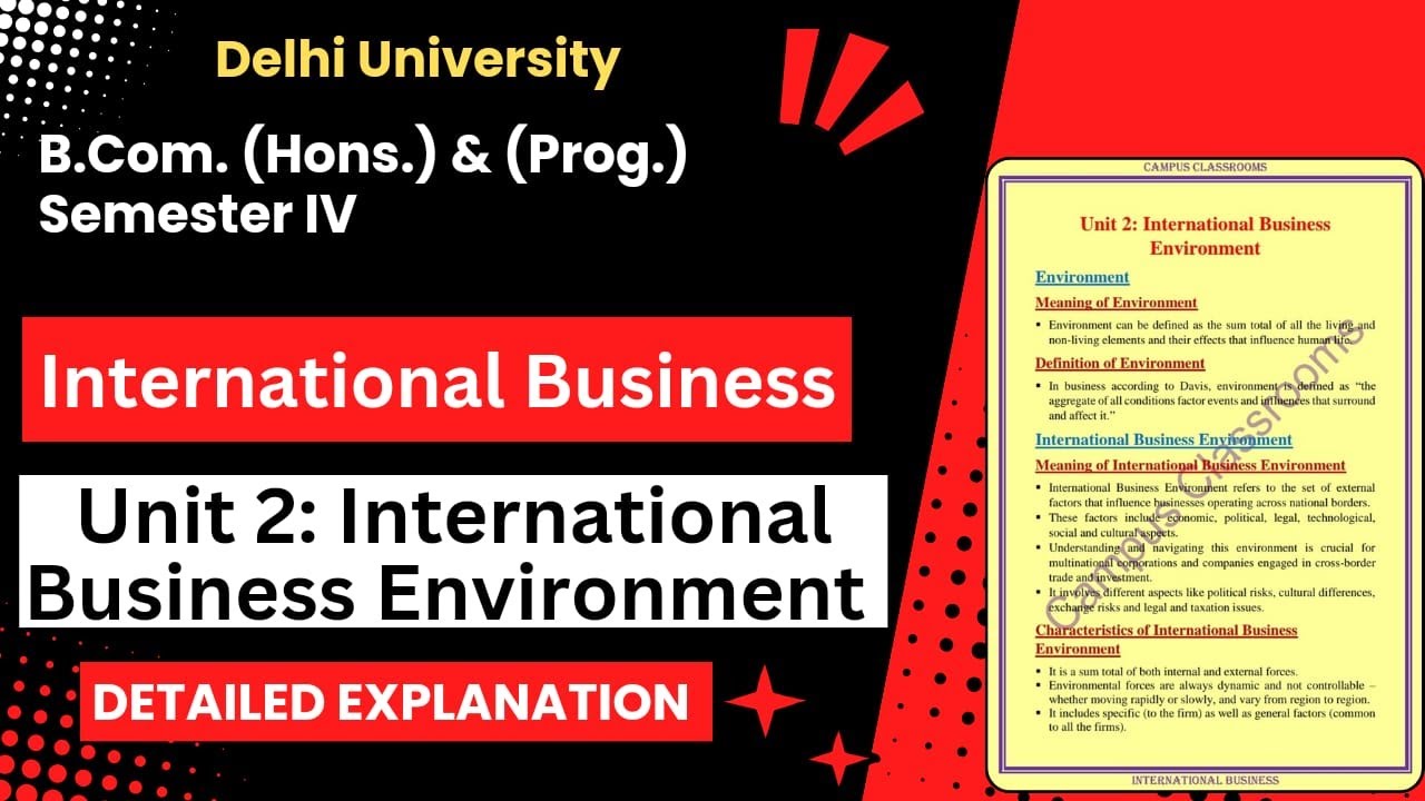 International Business | Unit - 2 International Business Environment | Semester 4| DU