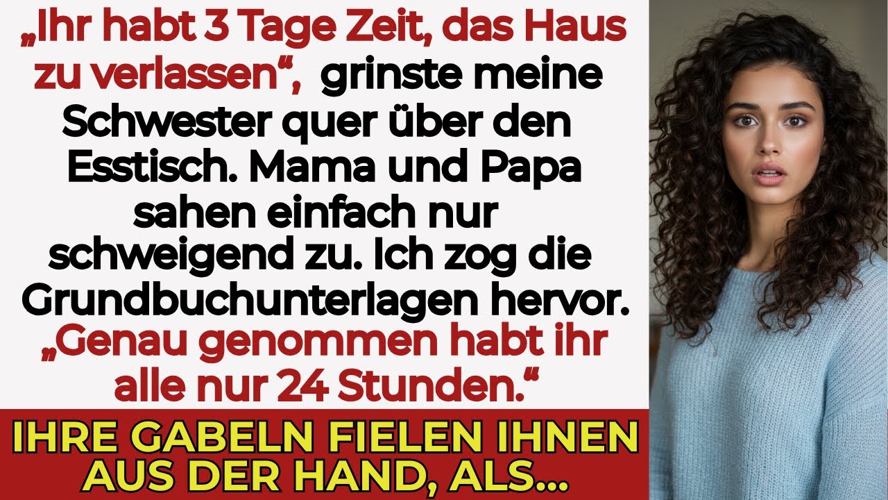 Beim Abendessen lachte meine Schwester und sagte „Du hast drei Tage“ – und die Familie sah nur zu.