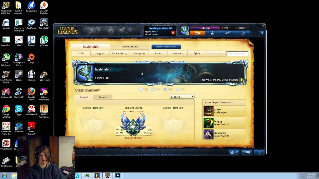 Nasus in LoL, march 2013.