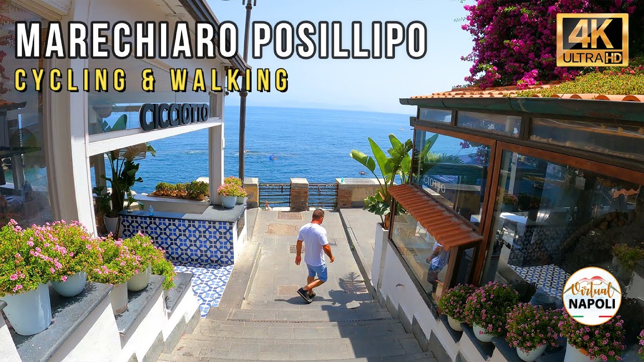 Napoli Marechiaro - Posillipo 4k UHD Walking Tour & Bicycle Tour #beach #bikeride #walkingtour