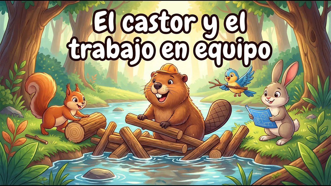 El castor y el trabajo en equipo 🤝 | Cuento infantil para niños de 3 a 9 años sobre colaboración