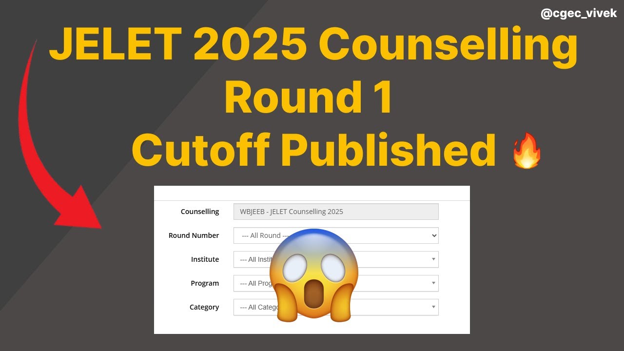 West Bengal Jelet Counselling | Round 1 Cutoff Published 🔥#jeletexam #jelet2025#jgec
