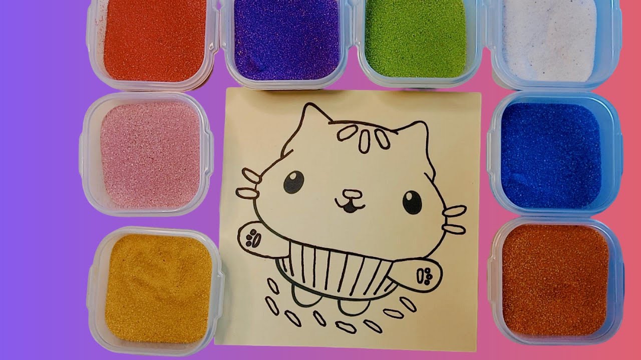Sand painting Gabby's Dollhouse CAKEY easy and cool  Malowanie Piaskiem Koci Domek Gabi  Łakotek