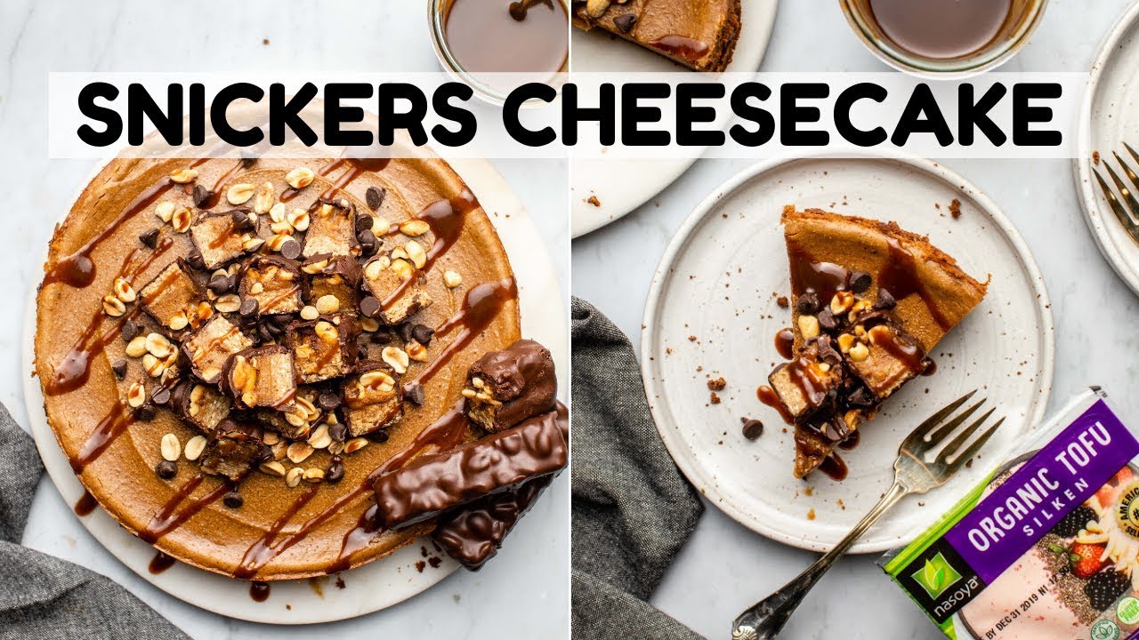 Baked Vegan Snickers Cheesecake (Only 10 Ingredients!)