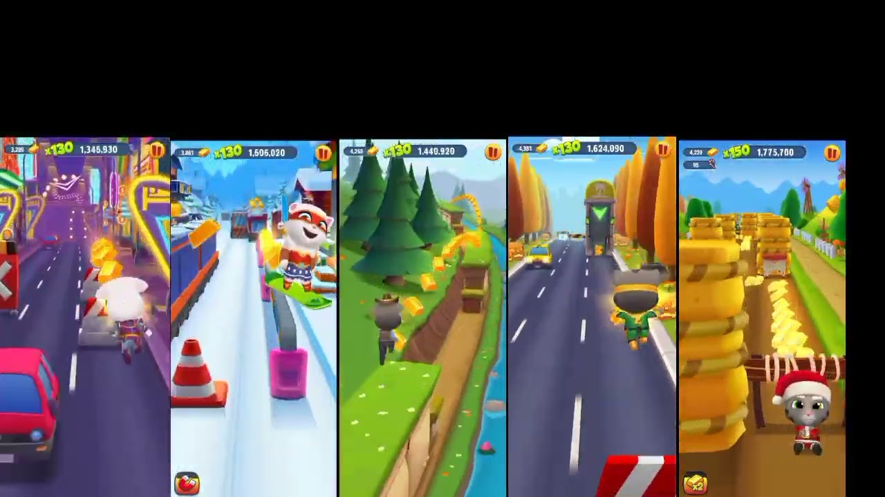 Talking Tom Gold Run Las Vegas Vs China Vs Wild West Vs Halloween Vs Christmas (400 subs Special)