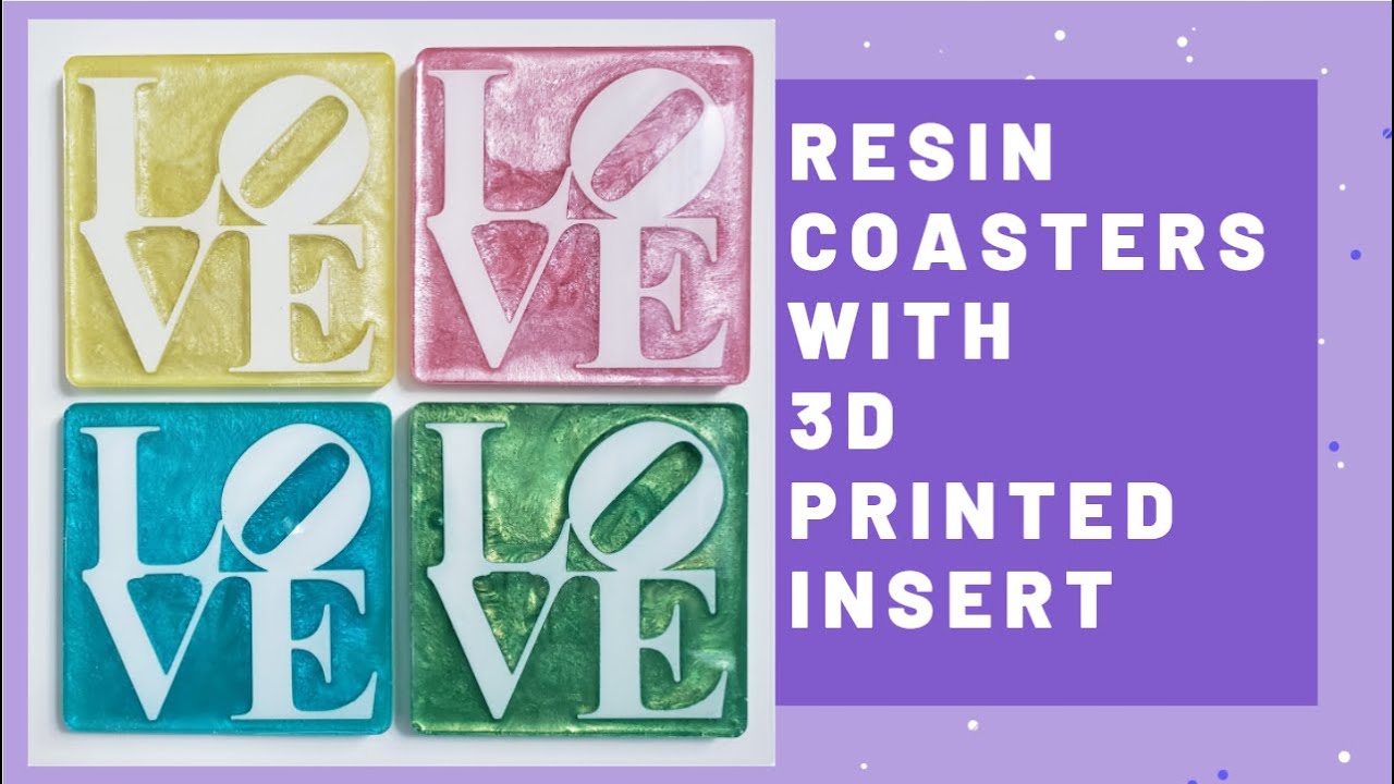 Valentine's Day Love Coasters made with Resin and 3D Printed Inserts