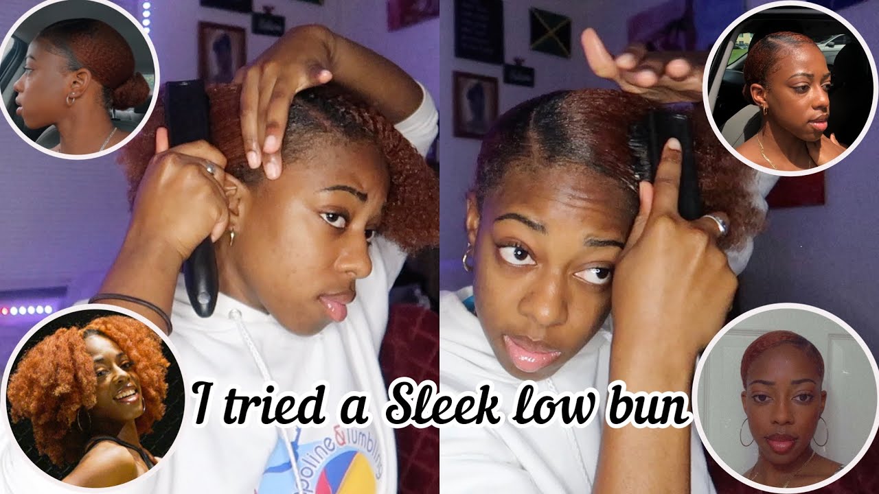 Attempting a Side part Slick bun on thick hair 😖| How do y’all do this🤨🧐|Sleek Low bun|Abby Laura