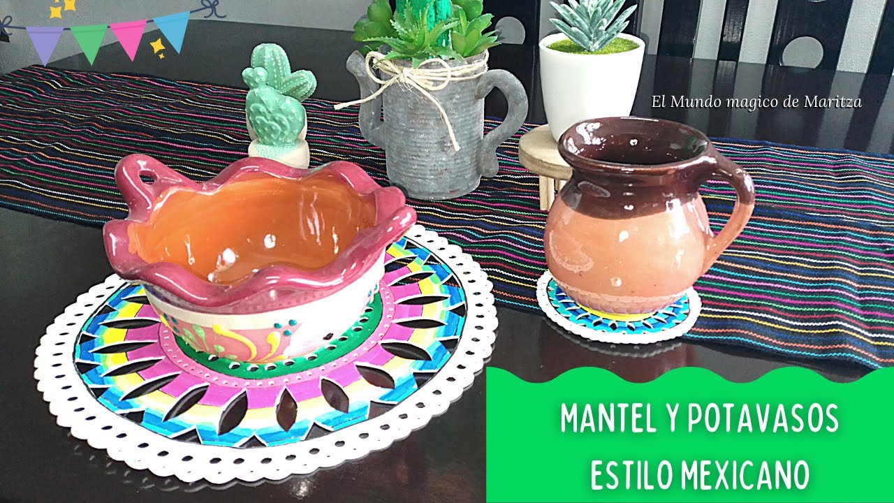 Mantel y Portavasos estilo Mexicano