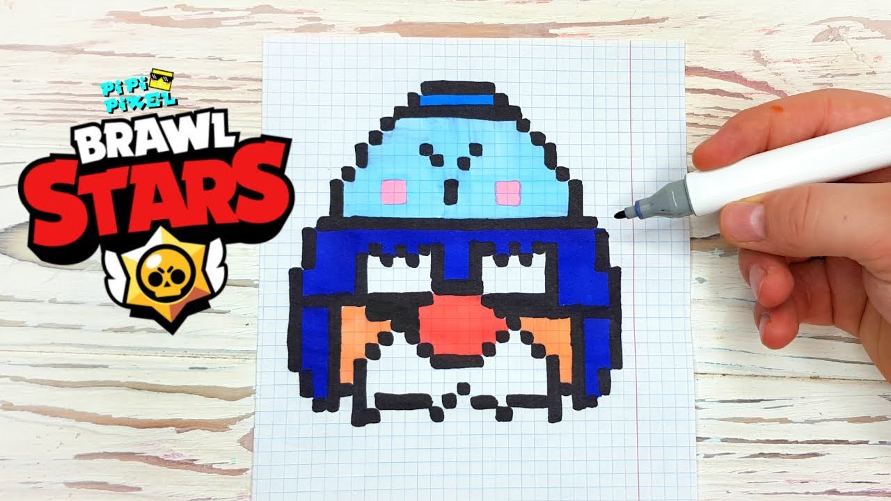 Наклейка ГЕЙЛ из БРАВЛ СТАРС - РИСУНКИ ПО КЛЕТОЧКАМ - BRAWL STARS -PIXEL ART