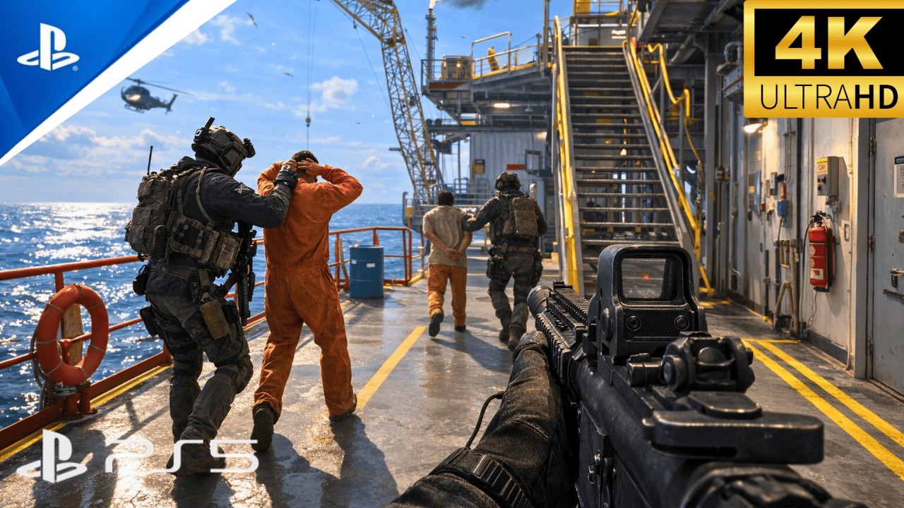 (PS5) U.S. Navy SEALs Rescue Hostages on a Russian-Controlled Oil Rig [4K60FPS] | Call of Duty