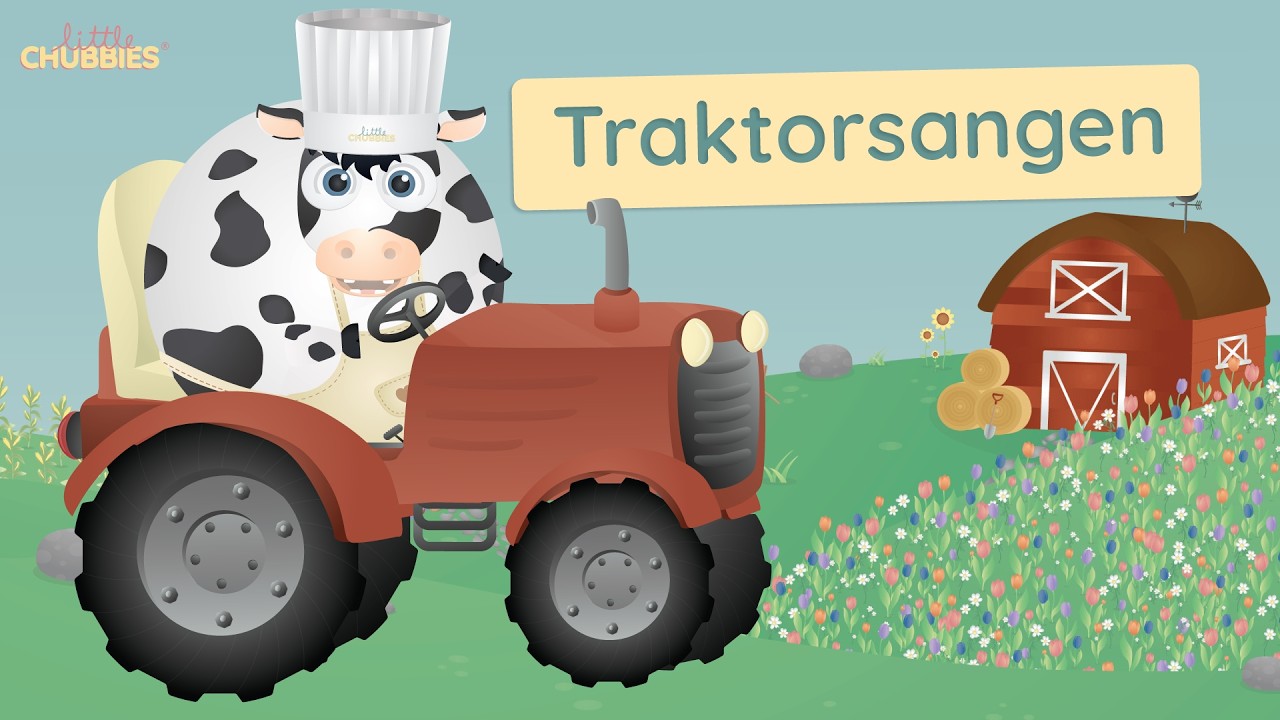 Traktorsangen. Sjov dansk børnesang med bondegårdsdyr | Little Chubbies