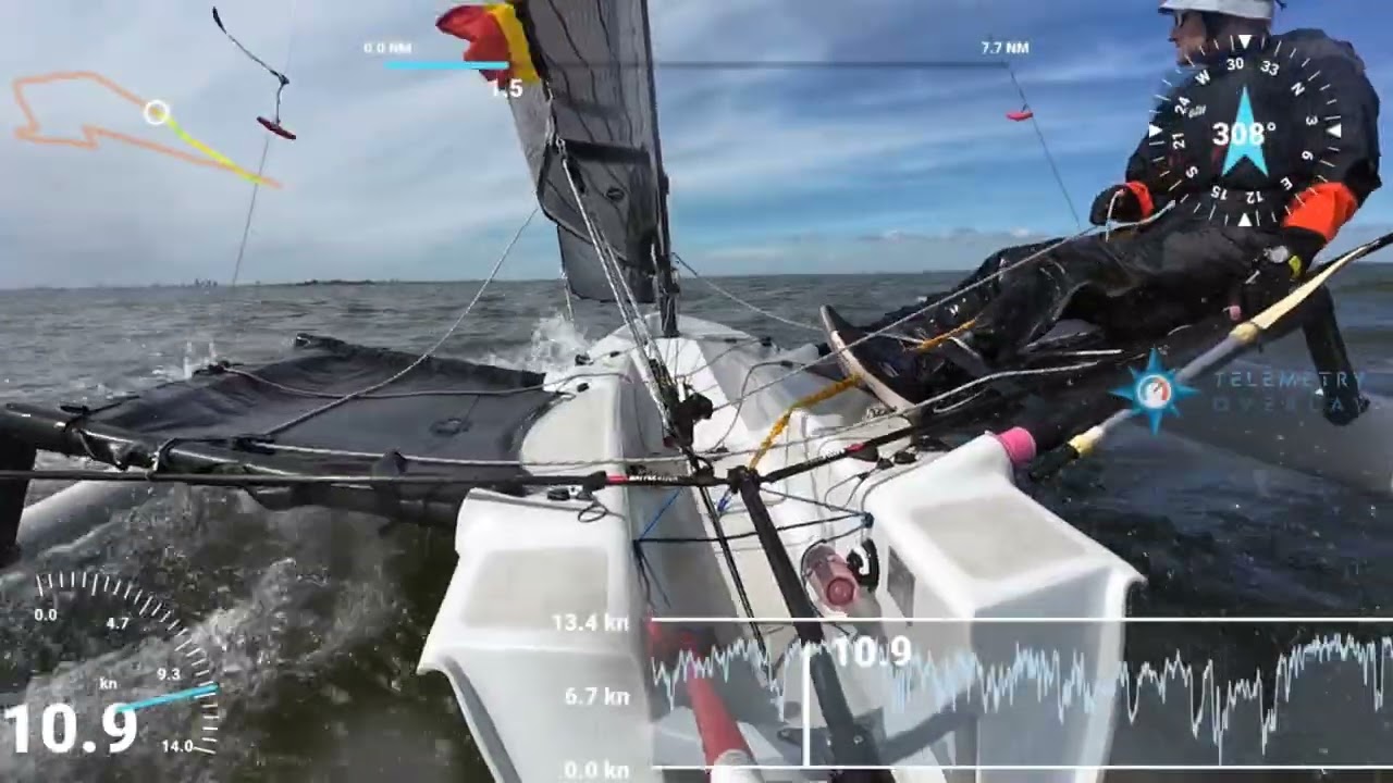 Weta Trimaran Sailing, Pampus Island, 12-17kts wind