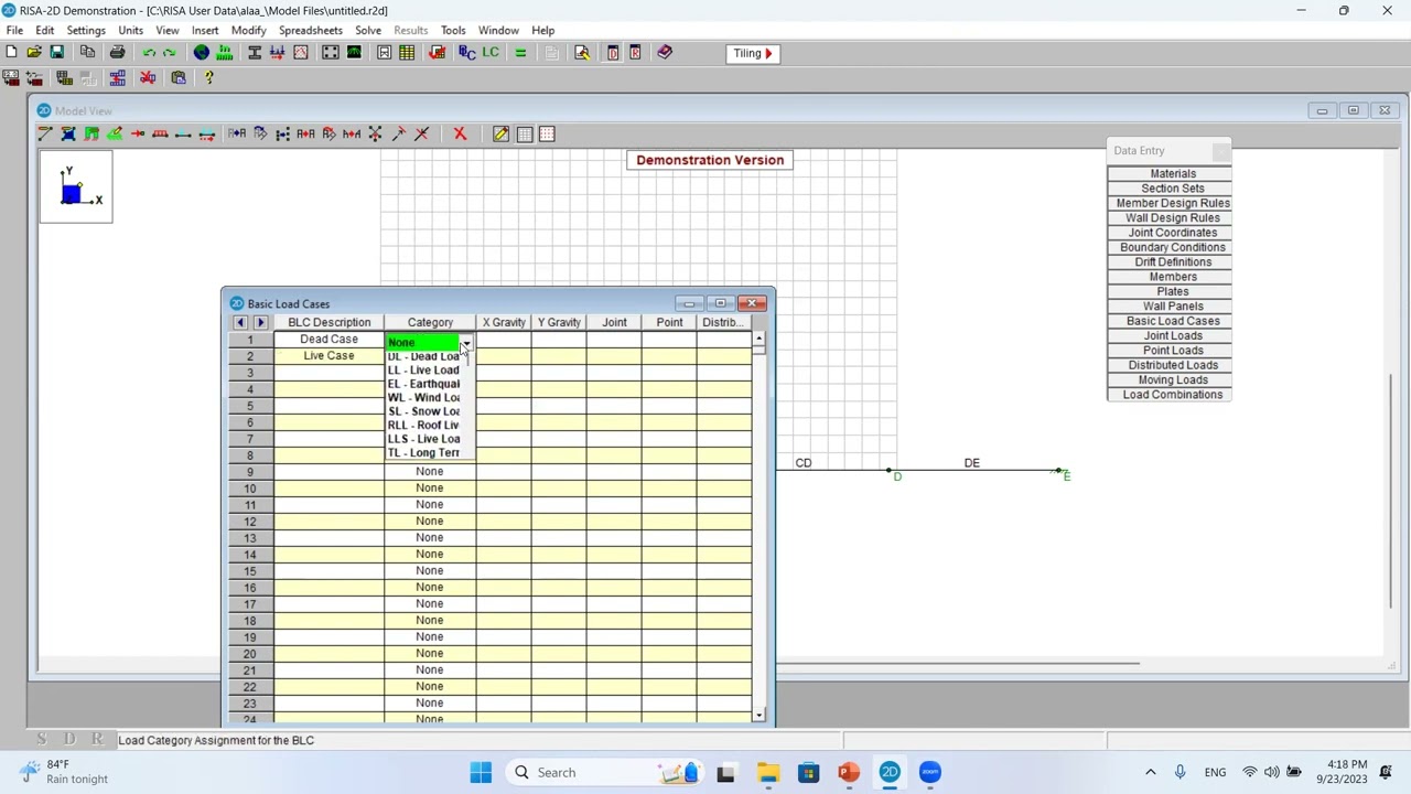RISA 2D using Table Entry Part 4: Load Cases and Load Combinations