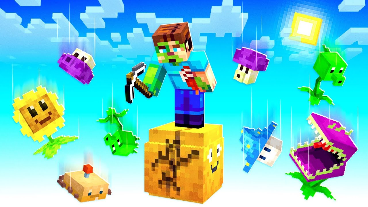 Minecraft But It’s Only 1 PLANTS vs ZOMBIES Block