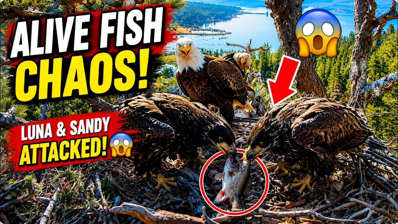 OMG ! Shadow Brought a LIVE Fish... Then Luna Did THIS! 😱🐟🦅 Luna & Sandy Suddenly Attacked! 😳