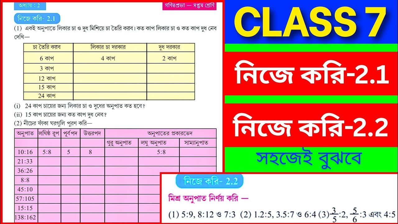 সপ্তম শ্রেণীর অঙ্ক নিজে করি 2.1 ও 2.2 | Nije Kori 2.1, 2.2 Math Class 7 | Class VII Math Chapter 2