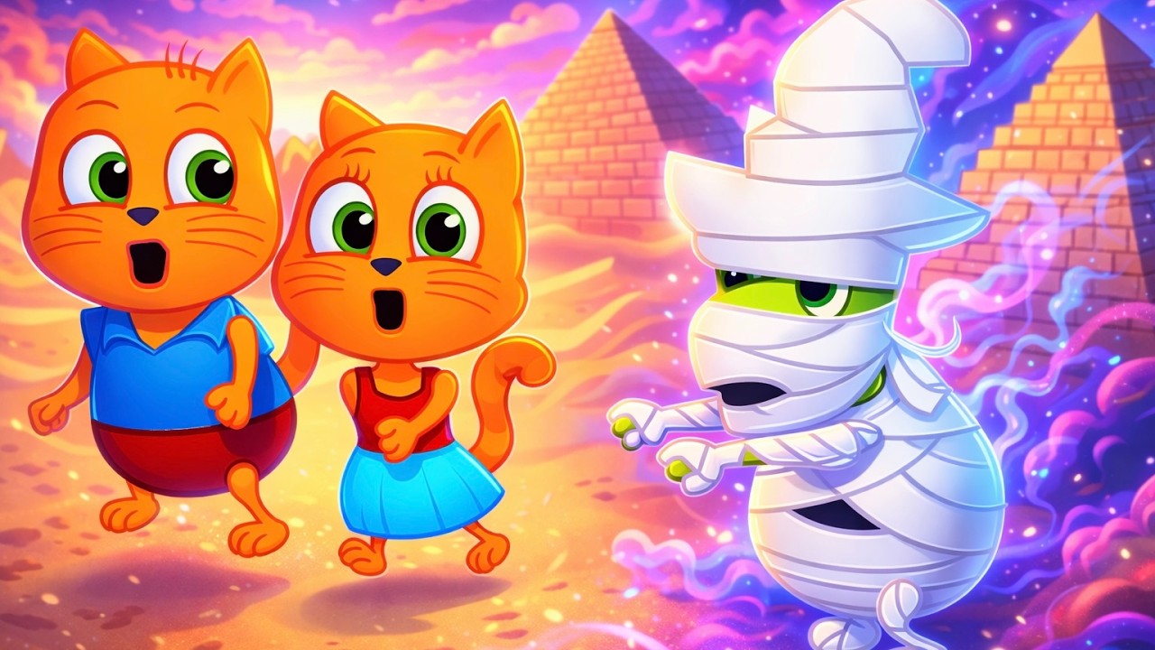 Cats Family in English - RUN! A MUMMY IS CHASING US! Cartoon for Kids 4K