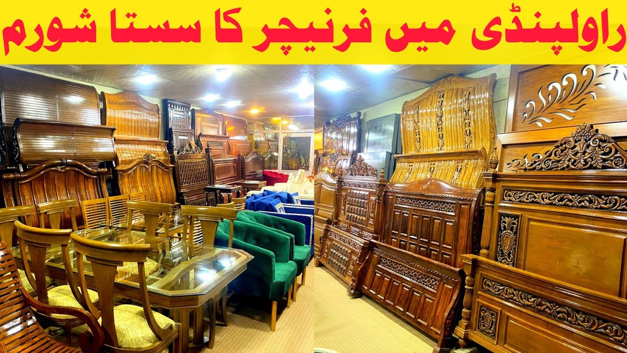 Rawalpindi main Furniture ka sasta showroom | Sheesham wood main Bed,  Sofa set and Dinning tables