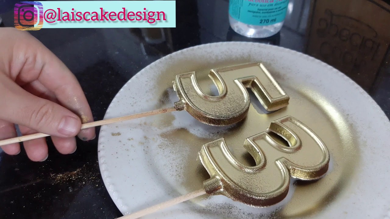 Como Fazer Números De Chocolate  e Pintura com Dourado|Laís Cake Design