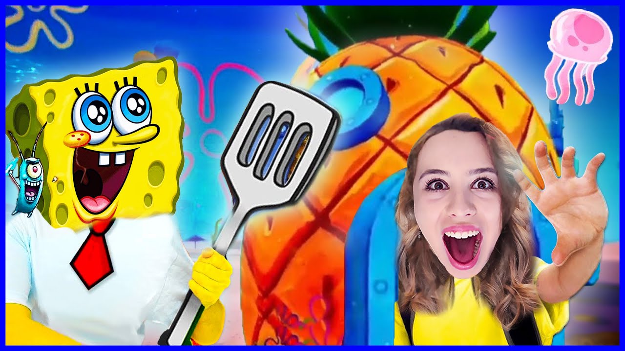SÜNGER BOB EVİME GELDİ YENGEÇ BURGER YEDİM MELİS GÖKER