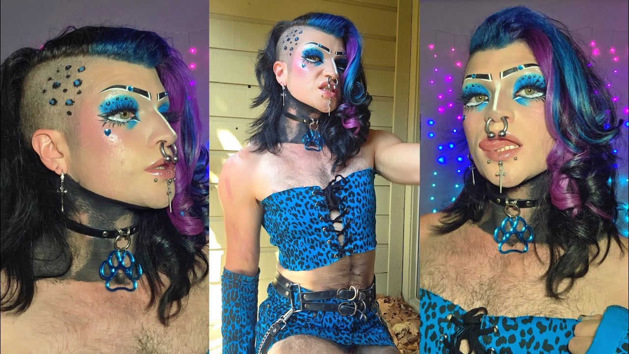 💙🐾💎Blue Leopard Print Gyaru Inspired Makeup Transformation! 💎🐾💙