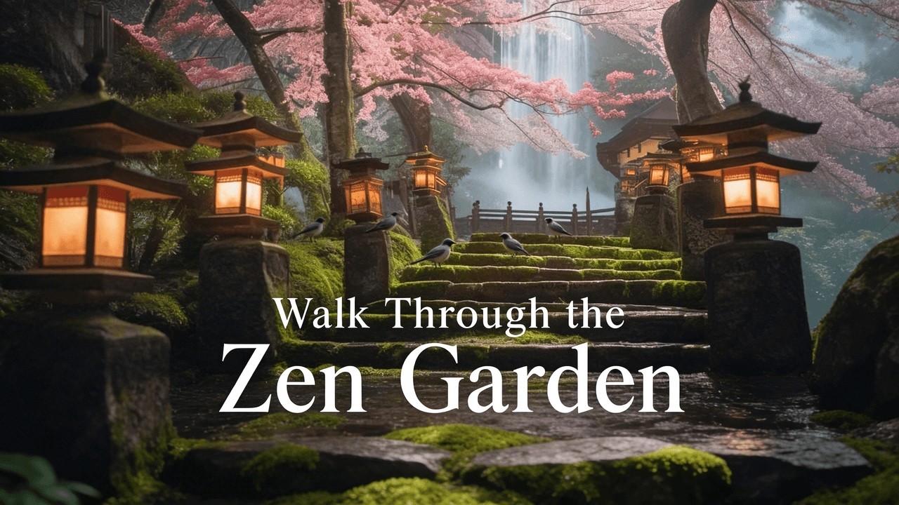 Walk Though the Zen Garden -ASMR- For Sleep, Study and Relaxation - Ambient Zen Music, Flowing Water