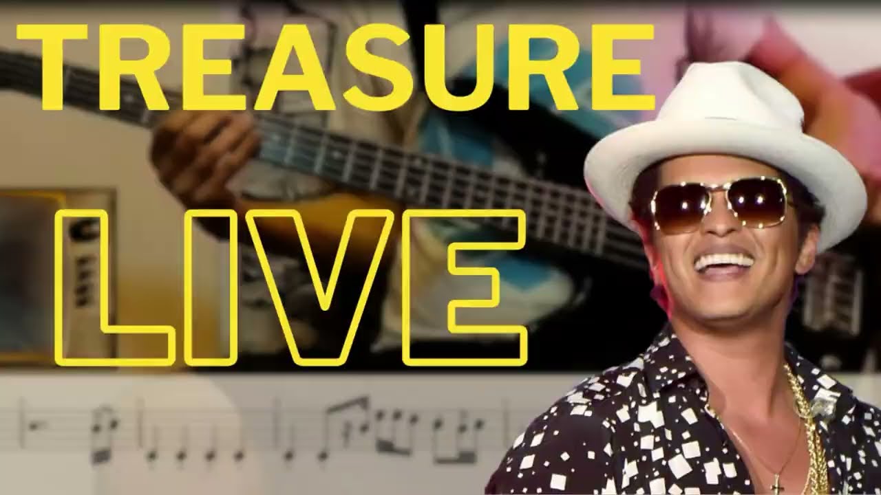 Bruno Mars - Treasure LIVE (Bass cover & tabs)