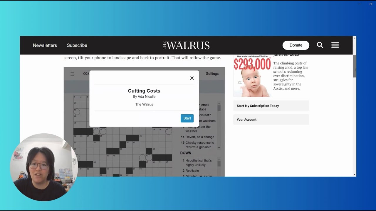 Sam Plays The Walrus Weekly Crossword | December 20, 2024