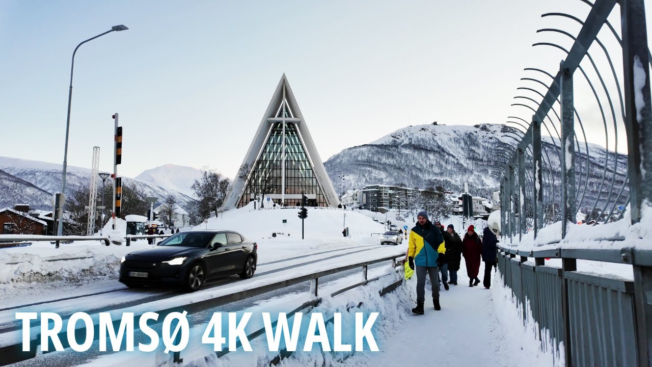 Tromsø Norway Snow Walk 4K ❄️ | Storgata to Arctic Cathedral | Winter Walking Tour