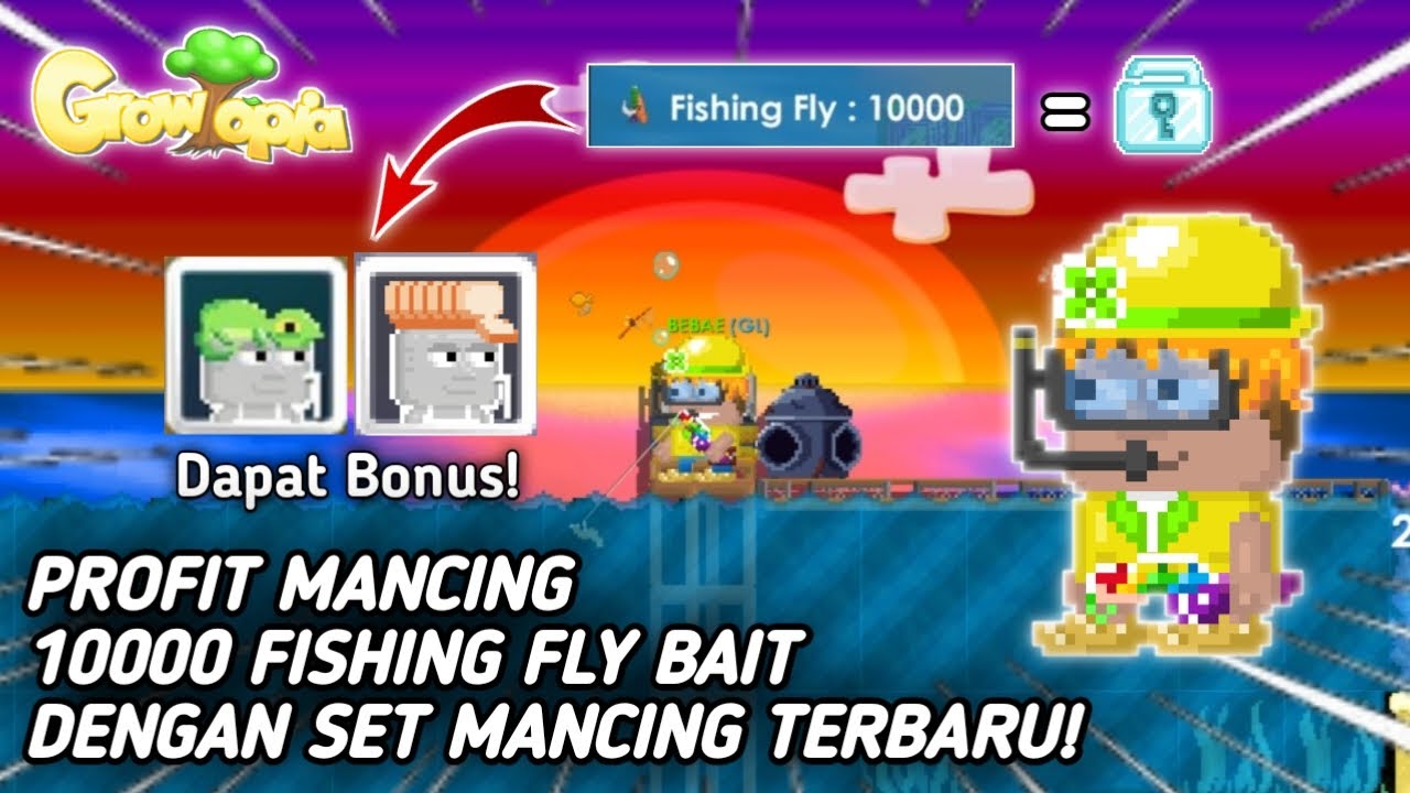 Set Terbaru Mancing di Growtopia 2022 | 10K Fishing Fly pake Rainbow Rod #1 | GROWTOPIA INDONESIA