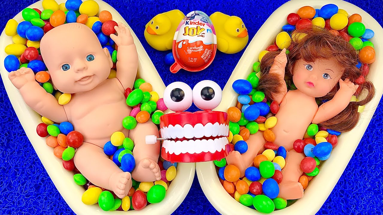 Satisfying Video |2 Rainbow Bathtub Full of Mixing Skittles Candy & Sparkle Slime Balls Cutting ASMR
