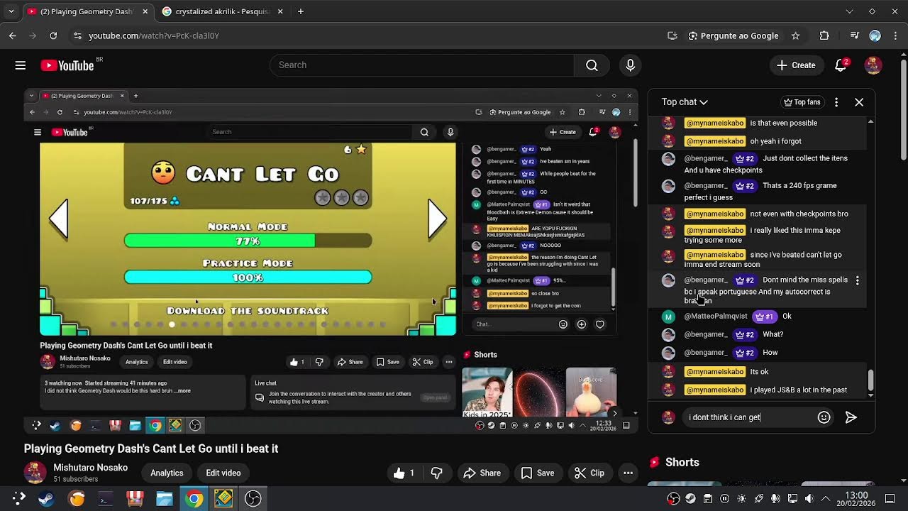 Playing Geometry Dash's Cant Let Go until i beat it