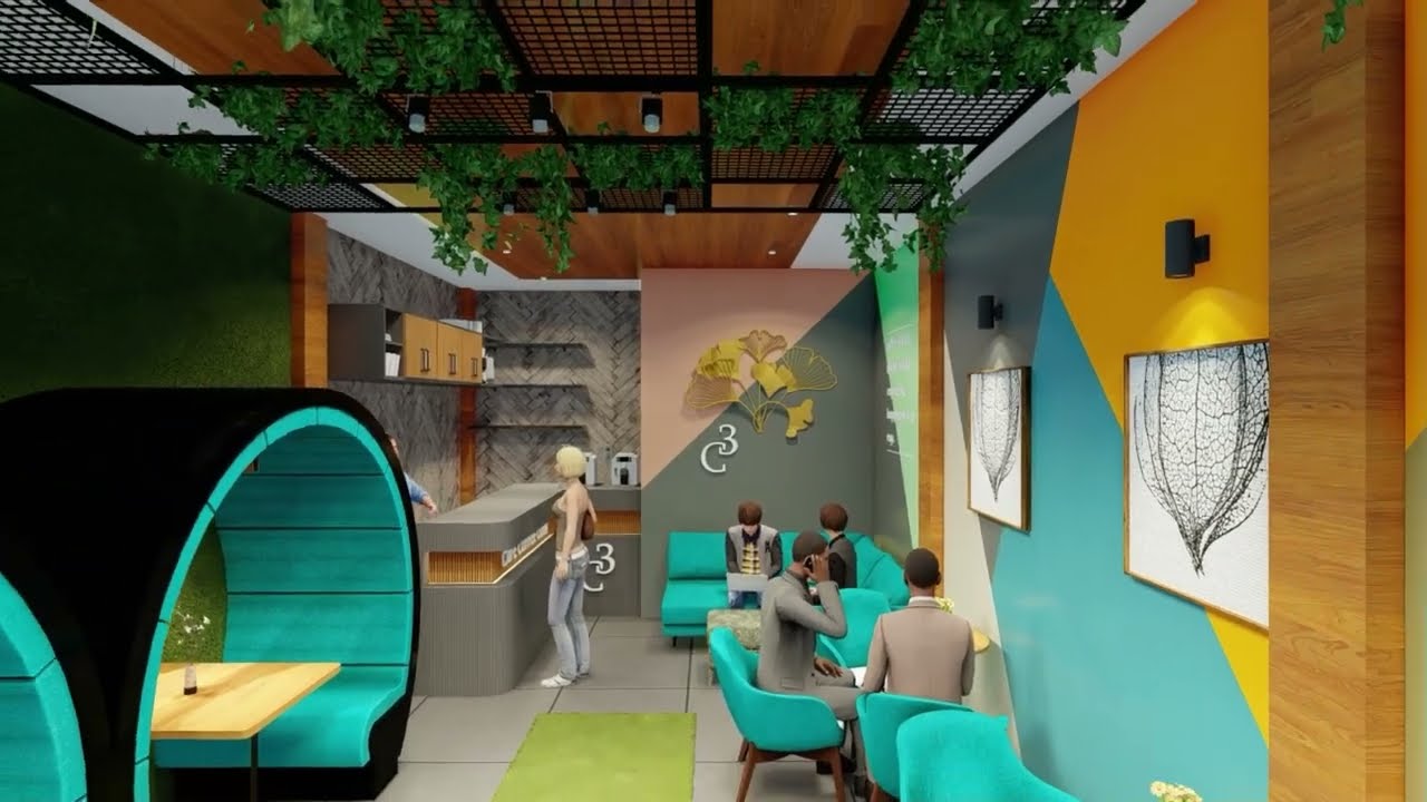 CAFE COFFEE CLUB | CAFE INTERIOR | INTERIOR DESIGN | SEATING CABIN | WALL DECOR | C3 | SELFIE POINT