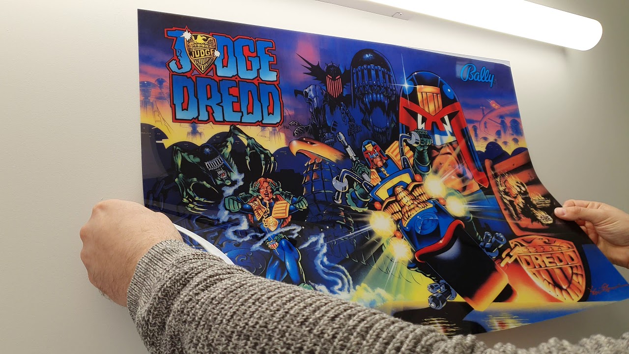 Judge Dredd pinball translite personal remake vs. original