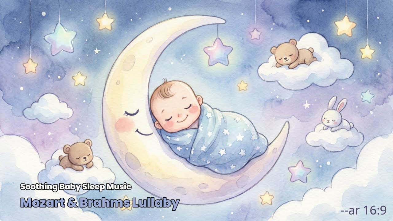 Gentle Baby Lullaby 🎼 Mozart Brahms Sleep Music for Healing & Relaxation