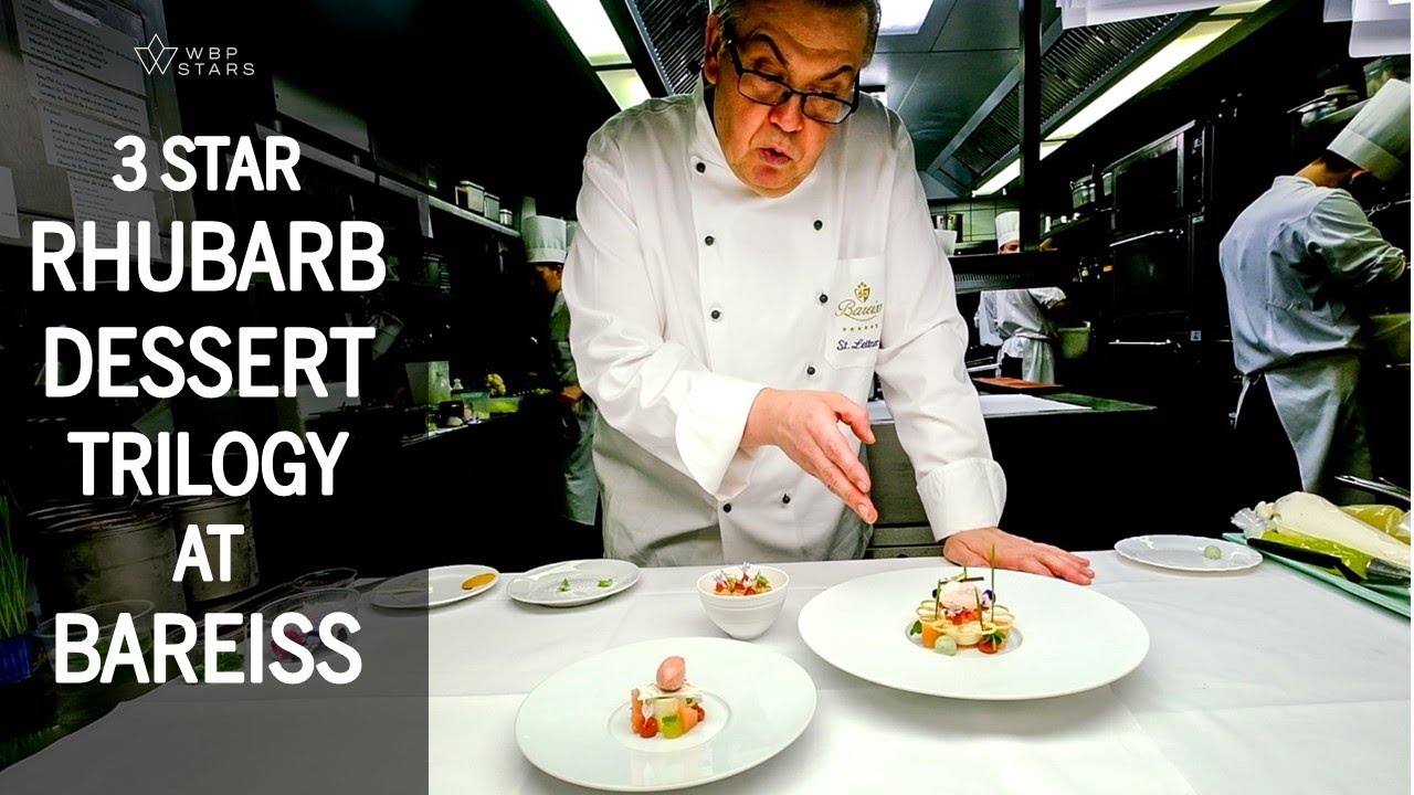 3 Michelin star RHUBARB DESSERT by Top Patissier Stefan Leitner at restaurant Bareiss (Germany)