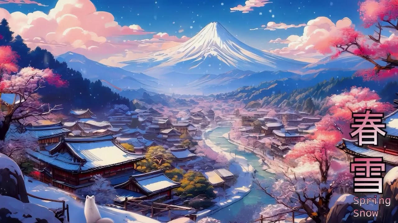 Spring Snow Zen ❄️ Shakuhachi & Koto | Relaxing Temple Bells [12HR] 春の雪・禅 Vol.22
