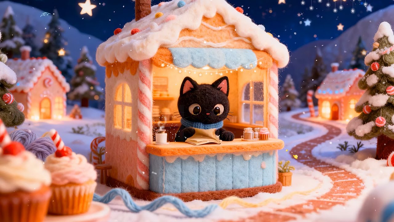 Lofi Cat's Winter Sweet Shop 🍬 Lofi Music 🌸 Cheerful Lofi Beats for Focus & Sweet Vibes