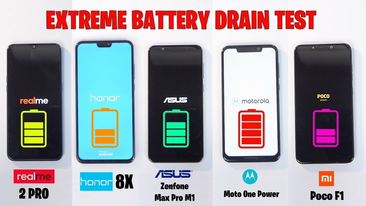 Honor 8X vs Realme 2 Pro vs MotoOnePower vs Zenfone Max Pro vs PocoF1 -EXTREME BATTERY DRAIN TEST 🔥